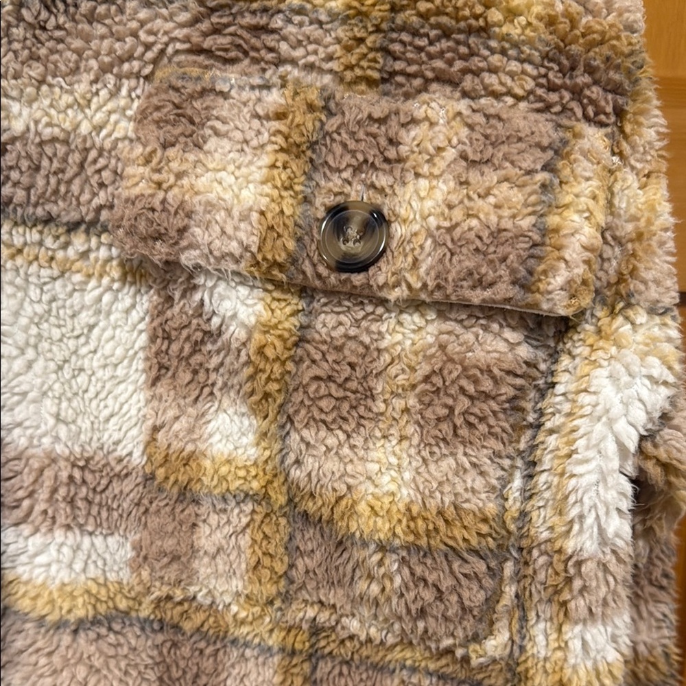 Billabong Sherpa Plaid Jacket in Beige, Cream, Brown - Picture 3 of 4